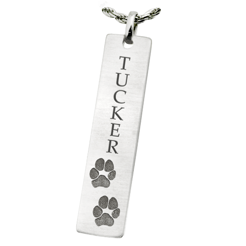 Classic Vertical Double Paw Sterling Keepsake